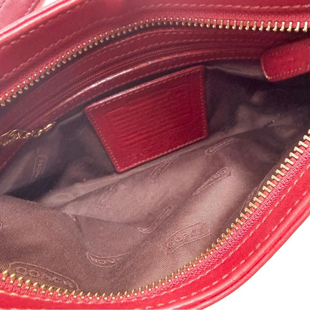 Vintage Y2K Coach Legacy West Demi Shoulder Bag 9295 Red Glovetanned Leather